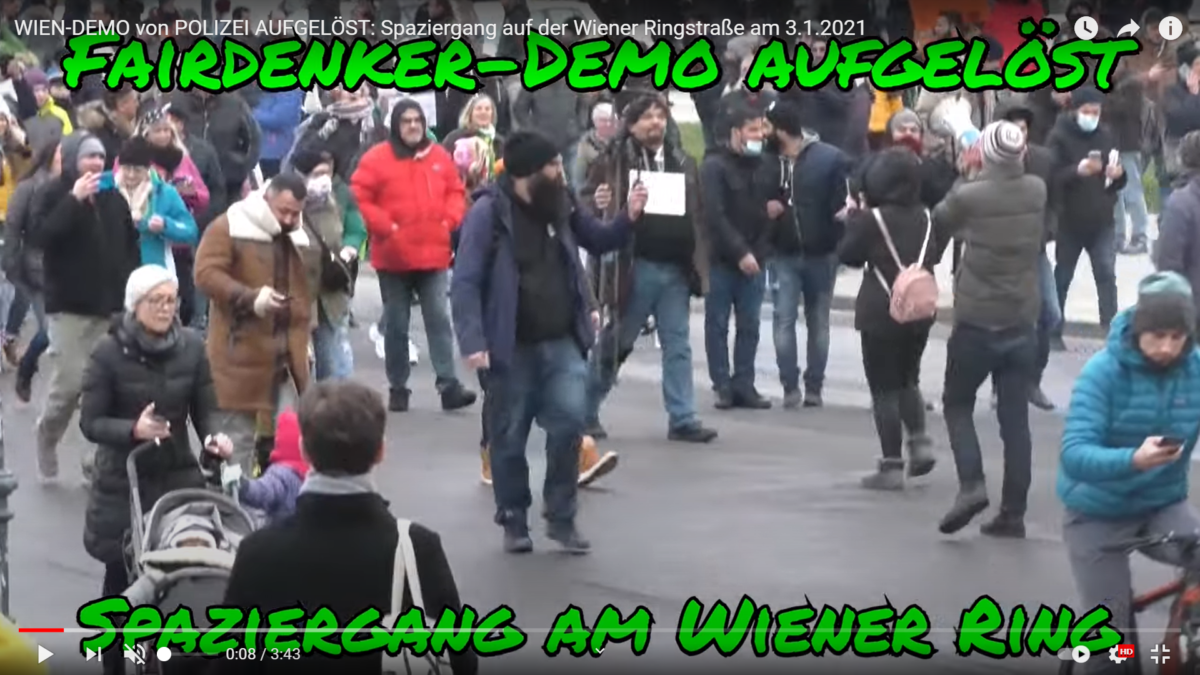 Wien-DEMO von Corona-POLIZEI aufgelöst: Spaziergang auf der Wiener Ringstraße am 3.1.2021!
