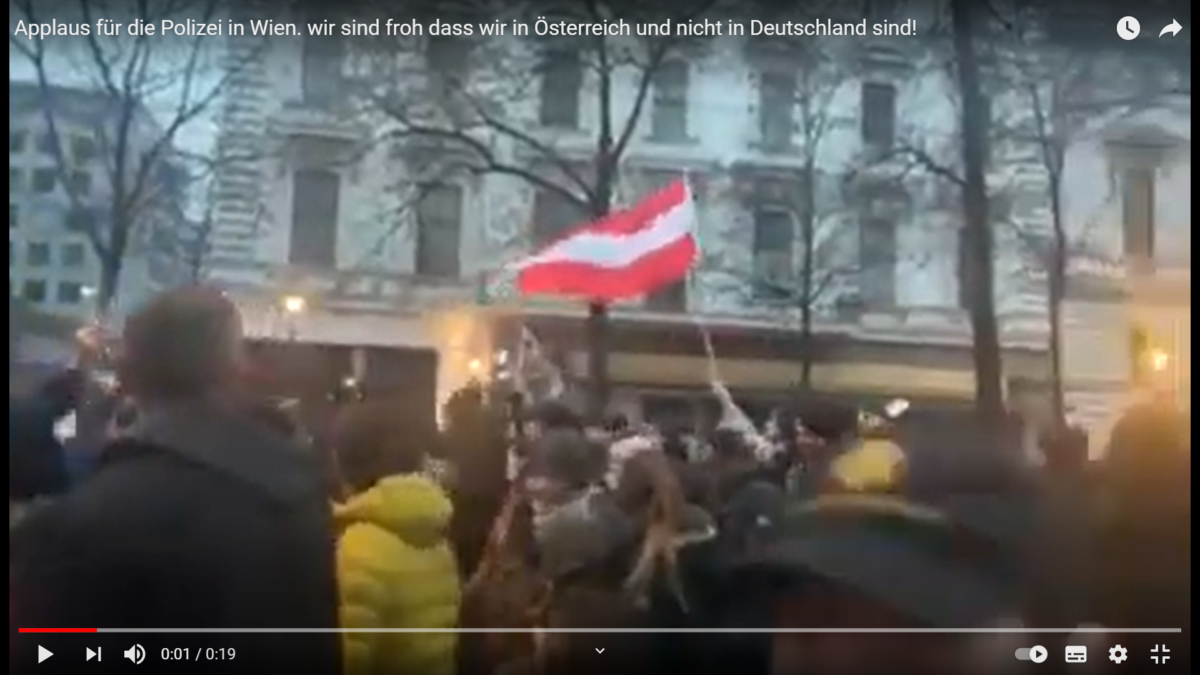 Hammer-Aussage: Applaus für die Polizei in Wien! wir sind froh dass wir in Österreich und nicht in Deutschland sind!