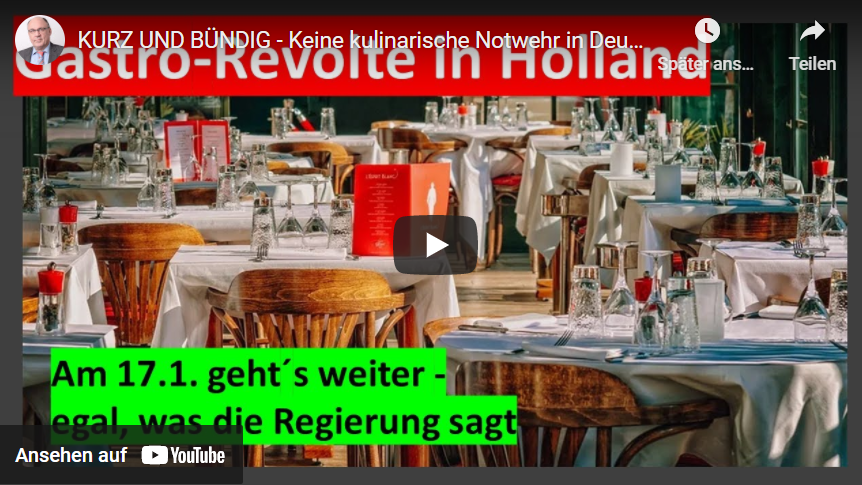 Gastro-Revolte in Holland: Am 17.01.2021 geht es weiter, egal was die Regierung sagt!