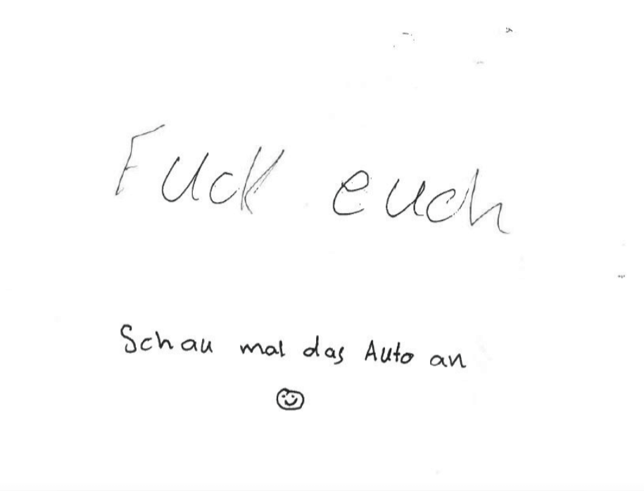 Emmerthal: Unfallflüchtiger hinterlässt Zettel am Unfallauto: „Fuck euch“!