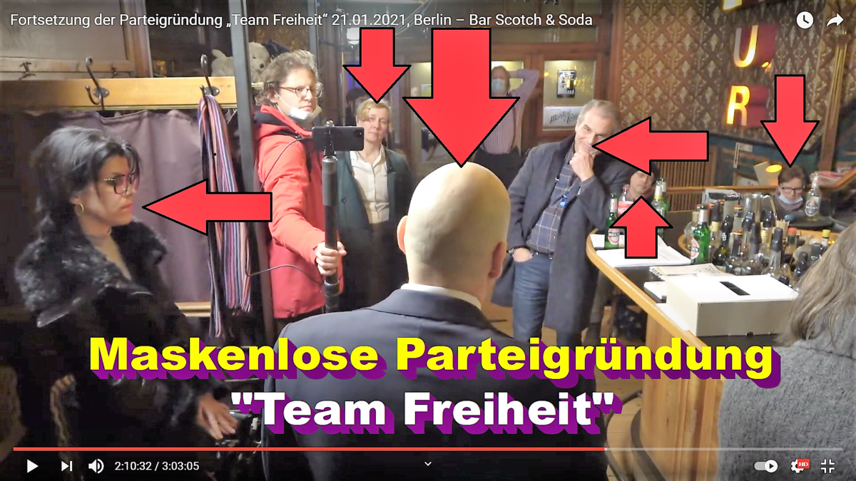 3. Peinlicher Versuch der Parteigründung ohne Masken „Team Freiheit“! Aber mit Scotch & Soda