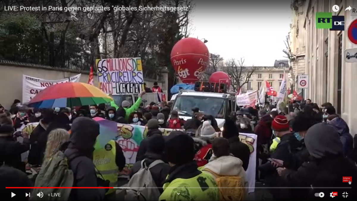 Protest in Paris gegen geplantes „globales Sicherheitsgesetz“!
