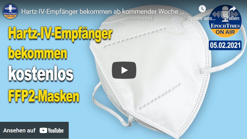 Corona-NEWS: Hartz-IV-Empfänger bekommen ab kommender Woche FFP2-Masken!