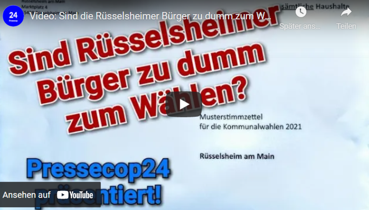 Das Video: Sind die Rüsselsheimer Bürger zu dumm zum Wählen? Muster-Stimmzettel verschickt zum Üben!