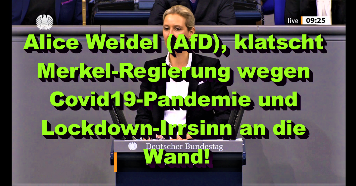 Alice Weidel (AfD), klatscht Merkel-Regierung wegen Covid19-Pandemie und Lockdown-Irrsinn an die Wand!