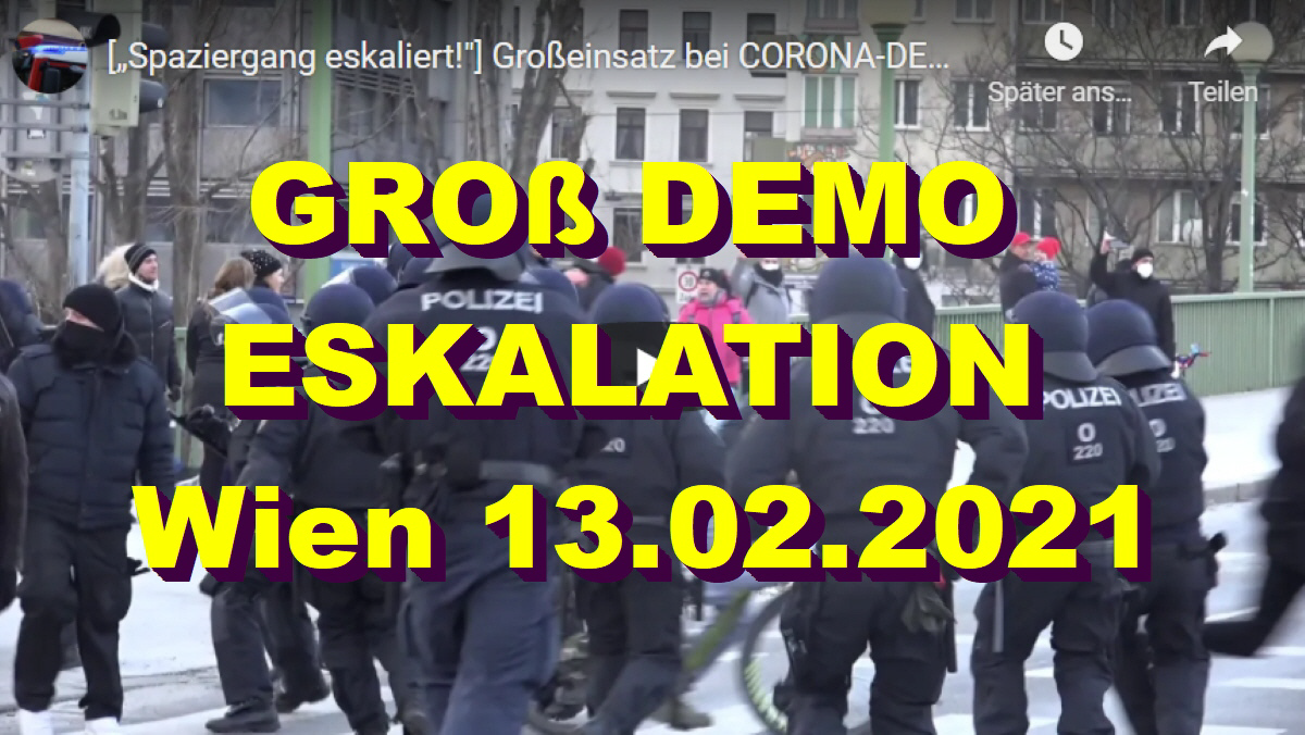4 Videos – GROß DEMO ESKALATION Wien 13.02.2021