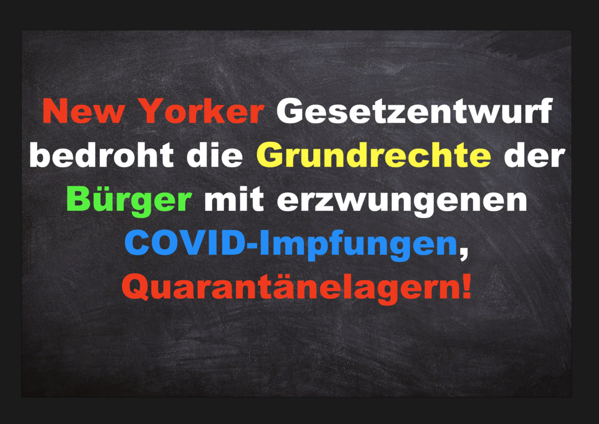 New Yorker Gesetzentwurf bedroht die Grundrechte der Bürger mit erzwungenen COVID-Impfungen, Quarantänelagern!