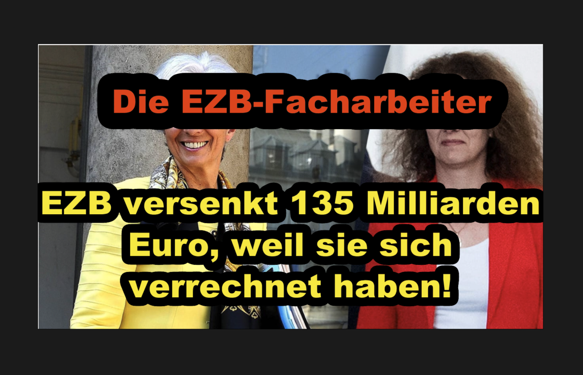 Die EZB-Facharbeiter: EZB versenkt 135 Milliarden Euro, weil sie sich verrechnet haben!