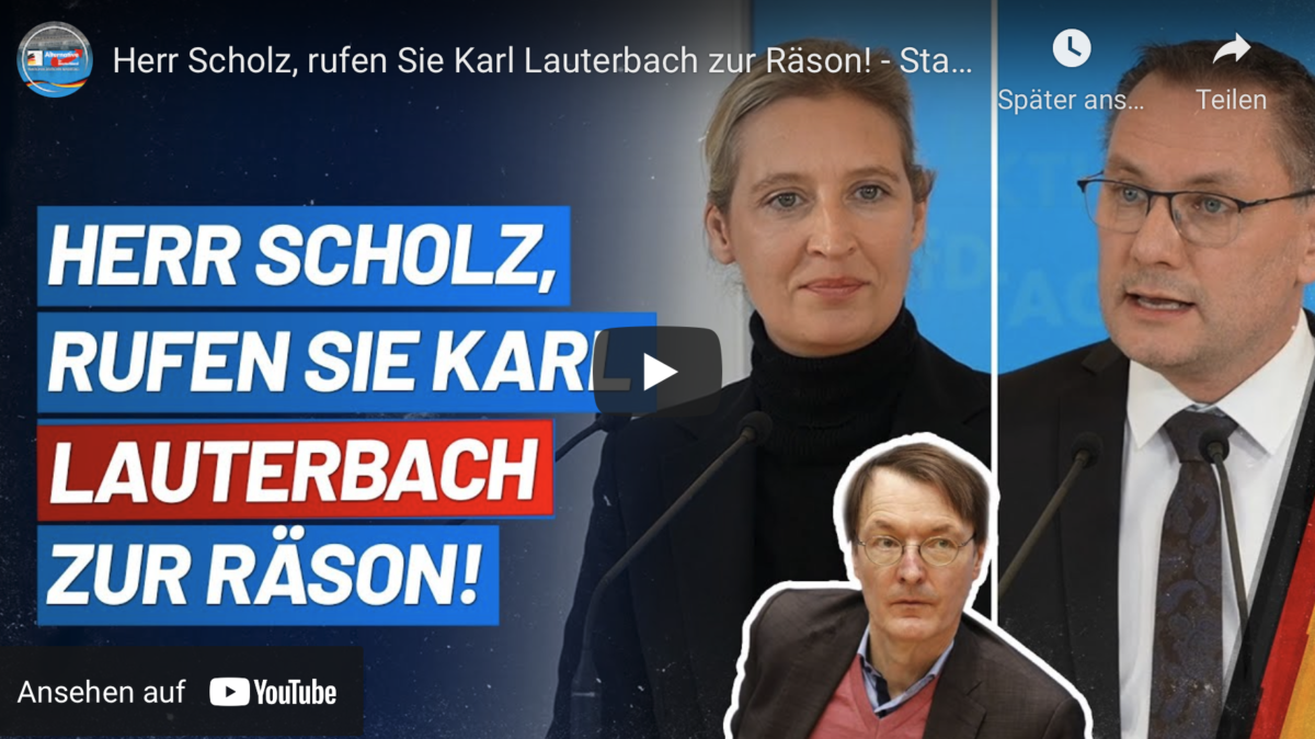 Herr Scholz, rufen Sie Karl Lauterbach zur Räson! Panikmache ist sinnlos!