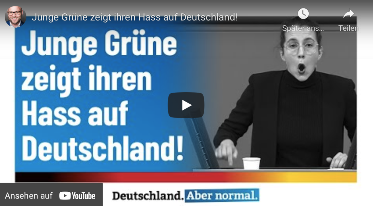 Junge Grüne zeigt ihren Hass auf Deutschland!