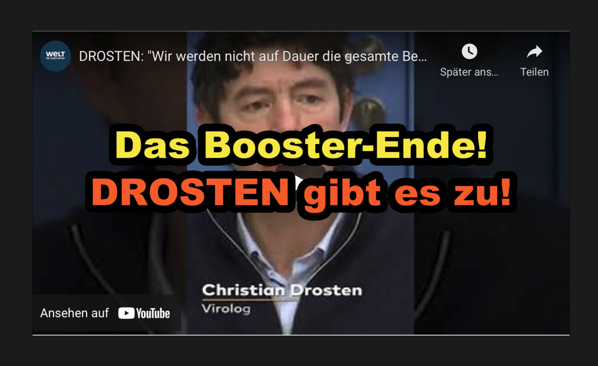 Das Booster-Ende! DROSTEN gibt zu: „Wir werden nicht auf Dauer die gesamte Bevölkerung impfen können“!
