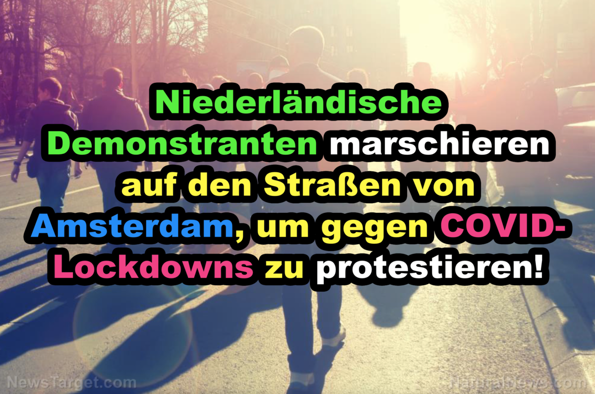 Niederländische Demonstranten marschieren auf den Straßen von Amsterdam, um gegen COVID-Lockdowns zu protestieren!