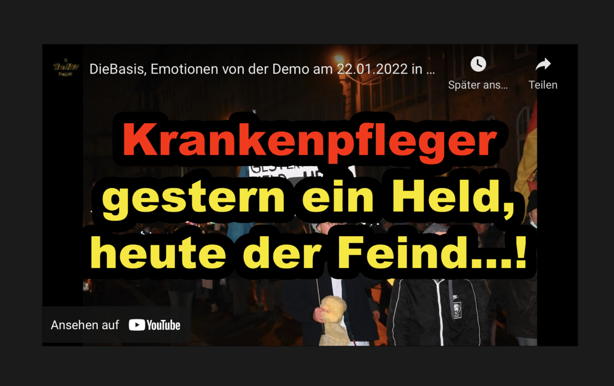 Emotionen von der Demo am 22.01.2022 in Düsseldorf. Krankenpfleger gestern ein Held, heute der Feind…!