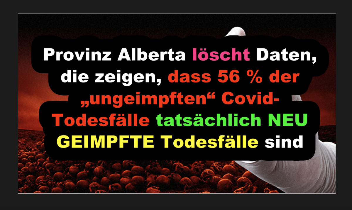 Provinz Alberta löscht Daten, die zeigen, dass 56 % der „ungeimpften“ Covid-Todesfälle tatsächlich NEU GEIMPFTE Todesfälle sind