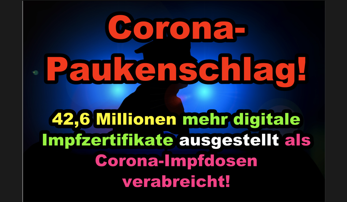 Corona-Paukenschlag! 42,6 Millionen mehr digitale Impfzertifikate ausgestellt als Corona-Impfdosen verabreicht!