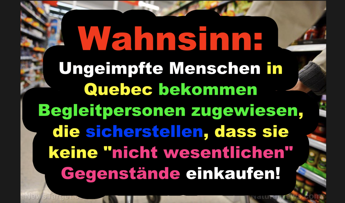 Wahnsinn: Ungeimpfte Menschen in Quebec bekommen Begleitpersonen zugewiesen, die sicherstellen, dass sie keine „nicht wesentlichen“ Gegenstände einkaufen!