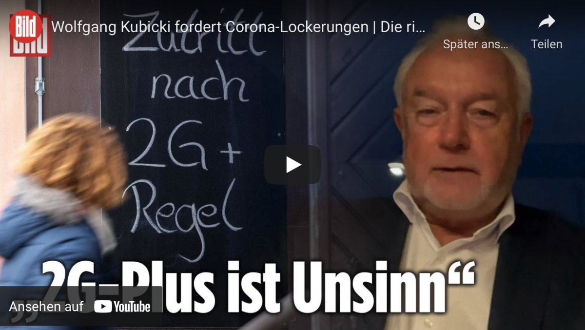 Wolfgang Kubicki fordert Corona-Lockerungen! 2G+ ist Unsinn!