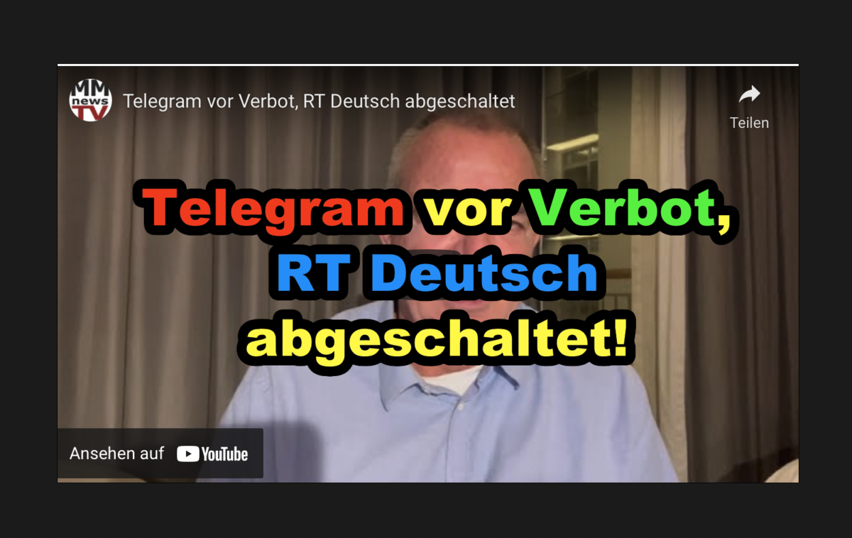 Telegram vor Verbot, RT Deutsch abgeschaltet!