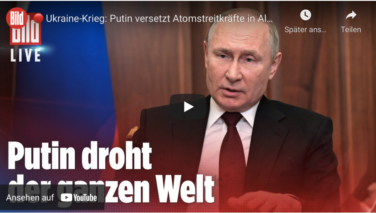 Ukraine-Krieg: Putin droht der ganzen Welt und versetzt Atomstreitkräfte in Alarmbereitschaft!