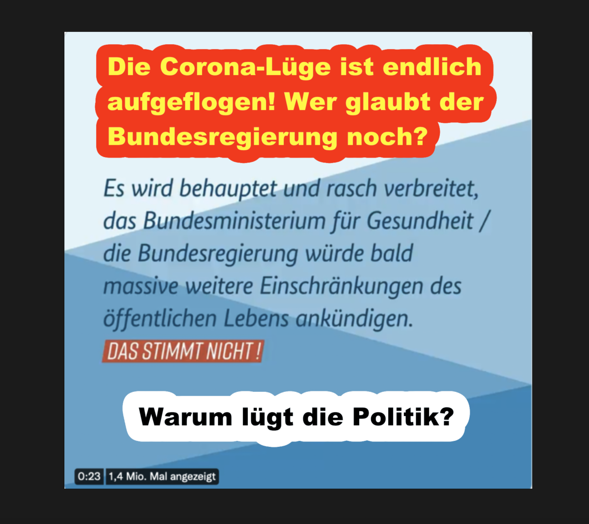 Die Corona-Lüge ist endlich aufgeflogen! Wer glaubt der Bundesregierung noch?