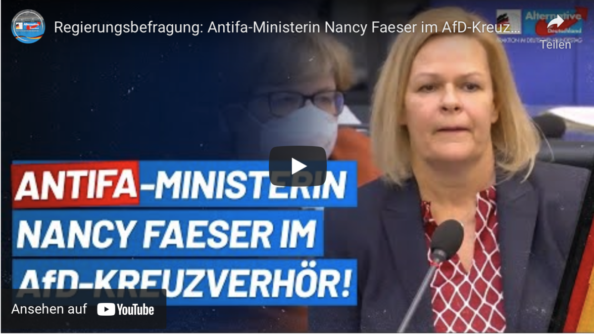 Regierungsbefragung: Antifa-Ministerin Nancy Faeser im AfD-Kreuzverhör! – AfD-Fraktion im Bundestag!