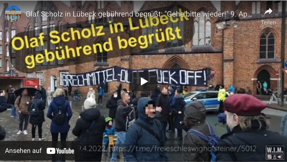 Olaf Scholz in Lübeck gebührend begrüßt: „Gehe bitte wieder, hau ab!“