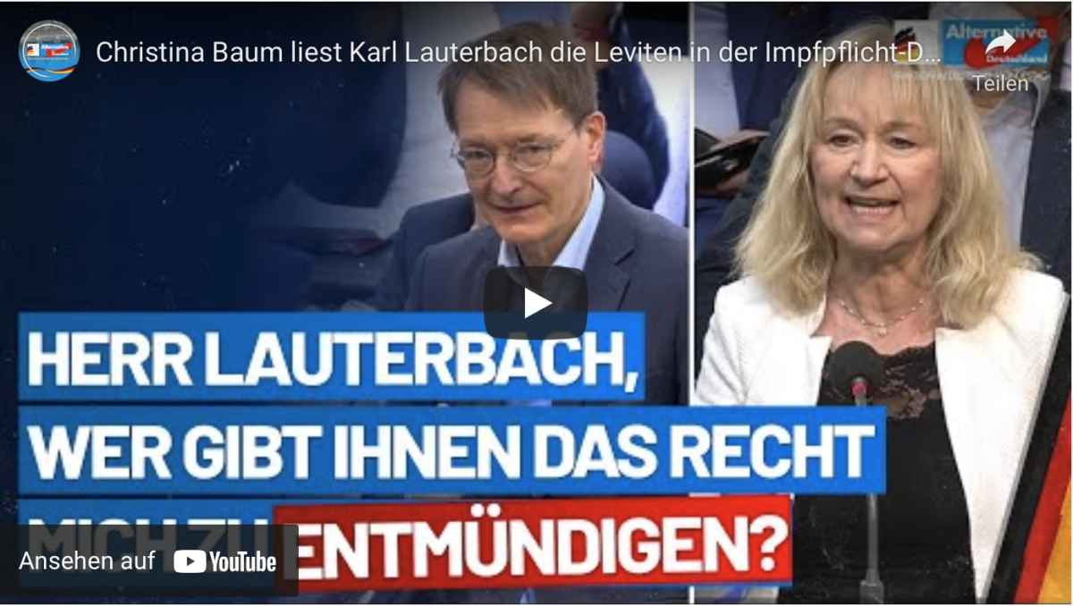 Christina Baum liest Karl Lauterbach die Leviten in der Impfpflicht-Debatte!