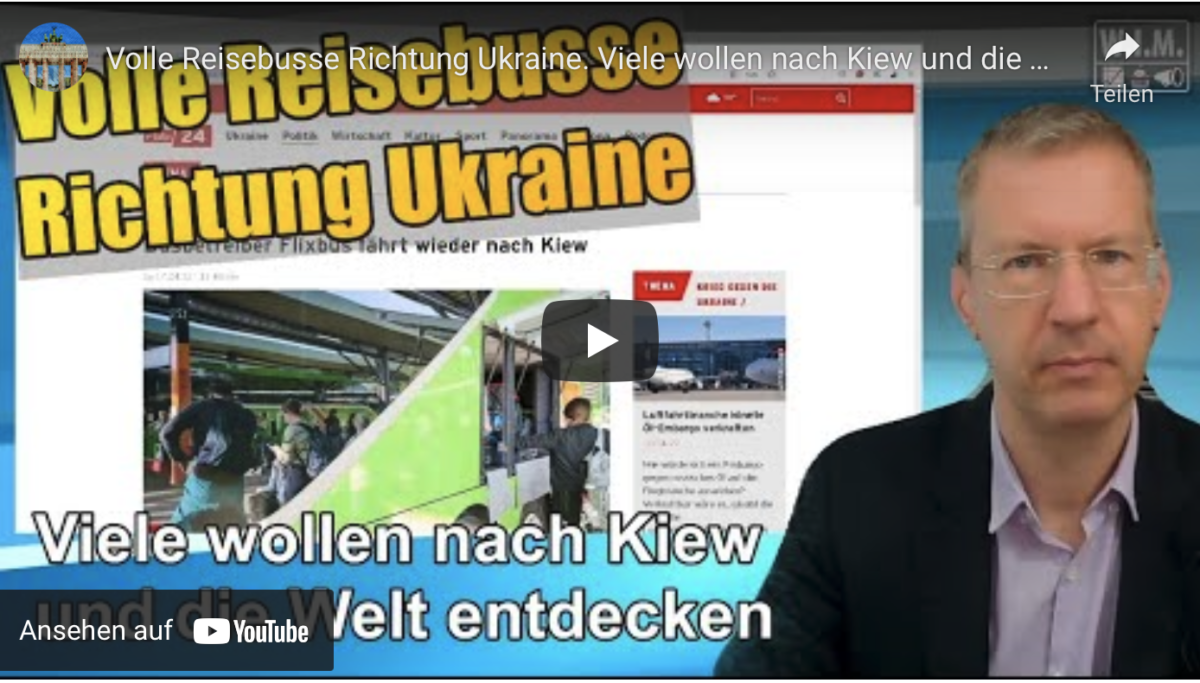 Volle Reisebusse Richtung Ukraine. Viele wollen nach Kiew und die Welt entdecken!
