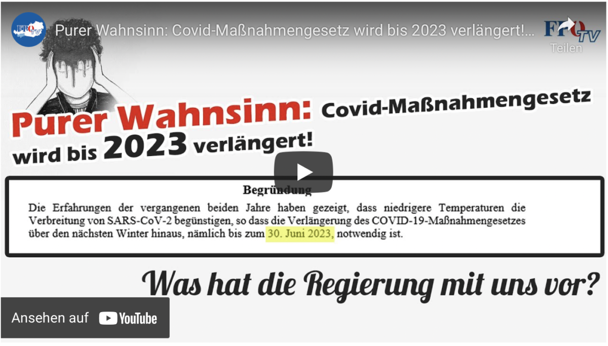 Purer Wahnsinn: Covid-Maßnahmengesetz wird bis 2023 verlängert! Was hat die Regierung mit uns vor?