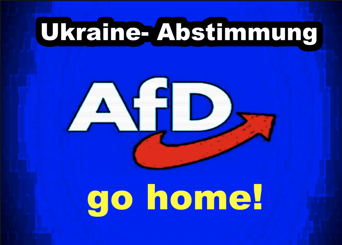 AfD go home! Tino Chrupalla spricht von Friedenspartei AfD für Europa, obwohl vier Abgeordnete für Waffenlieferung stimmten!