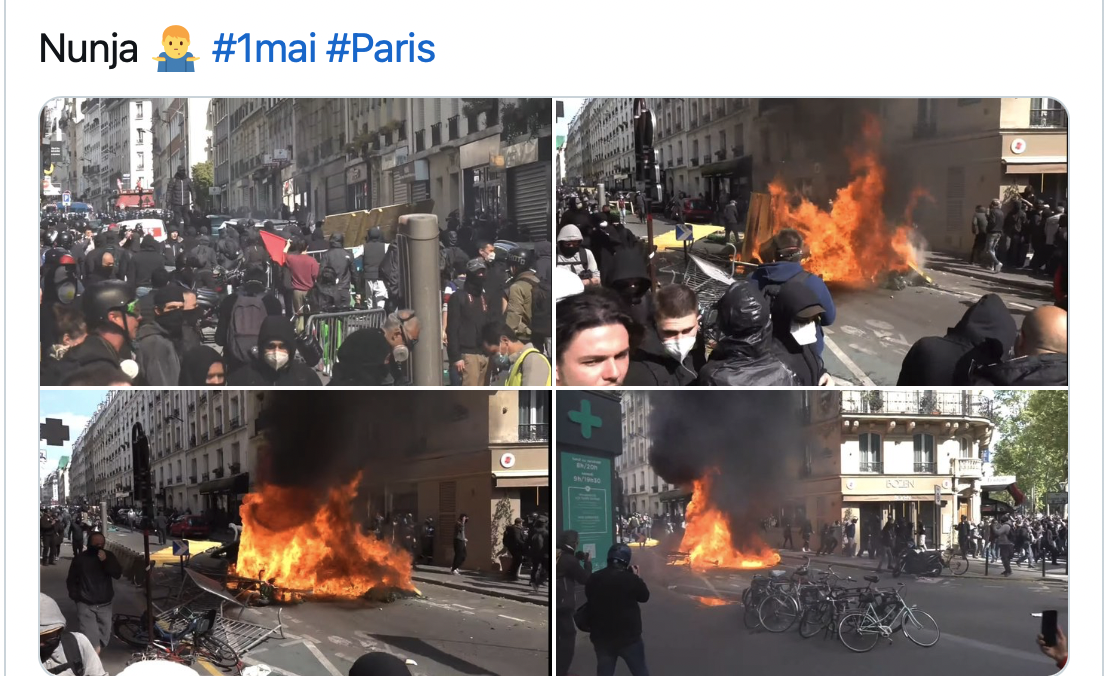 Kriegsähnlicher Zustand bei 1. Mai-Demos in Paris!