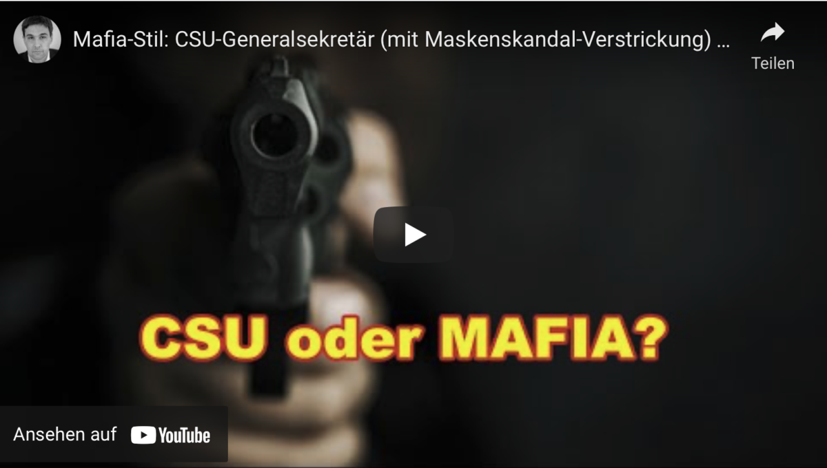 Mafia-Stil: CSU-Generalsekretär (mit Maskenskandal-Verstrickung) droht Journalist mit Vernichtung
