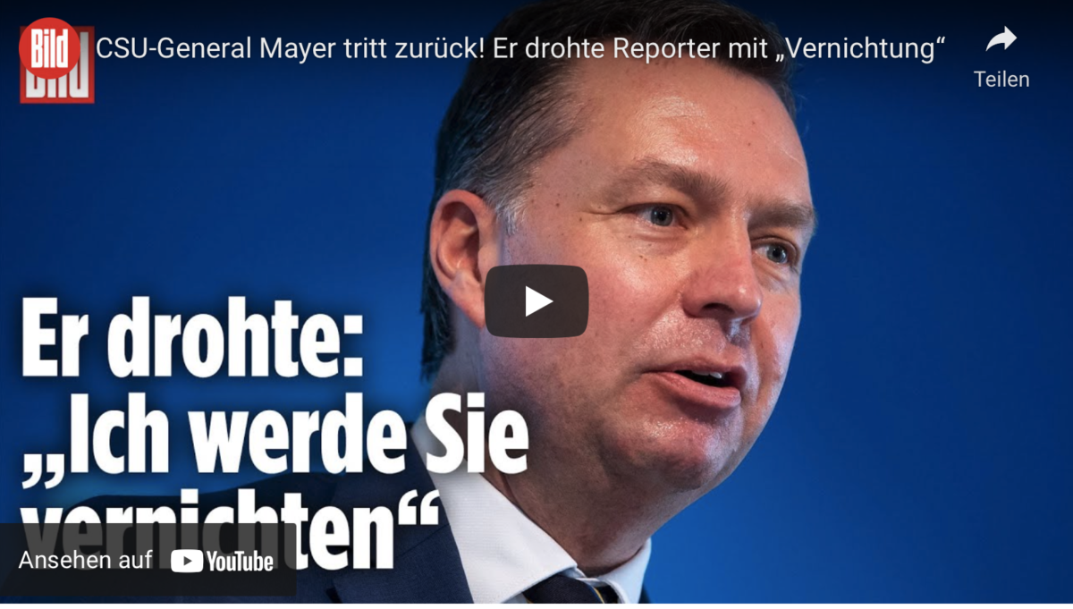 CSU-General Mayer tritt zurück! Er drohte Reporter mit „Vernichtung“