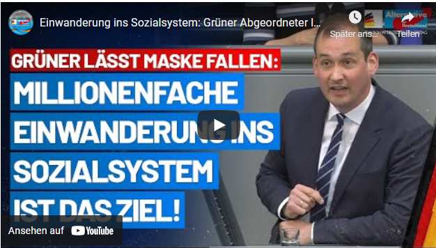 Einwanderung ins Sozialsystem: Grüner Abgeordneter lässt Maske fallen!