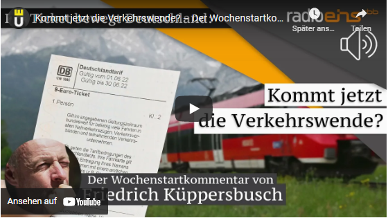 Kommt jetzt die Verkehrswende? – Der Wochenstartkommentar von Friedrich Küppersbusch