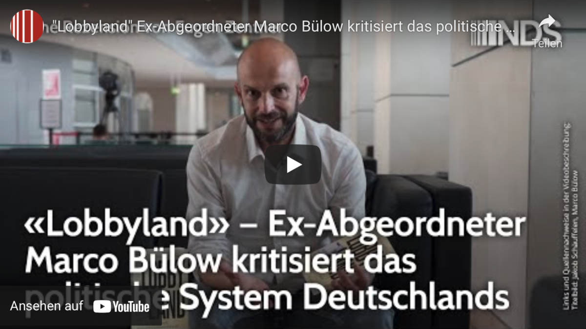 „Lobbyland“ Ex-Abgeordneter Marco Bülow kritisiert das politische System Deutschlands.