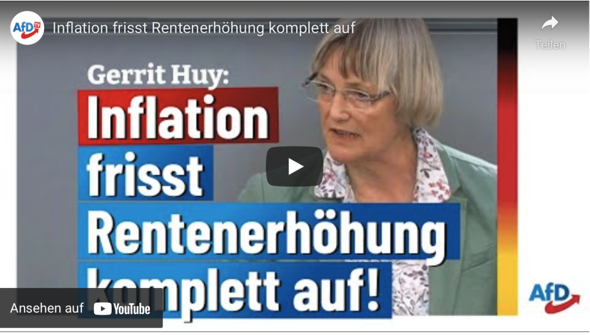 Inflation frisst Rentenerhöhung komplett auf!
