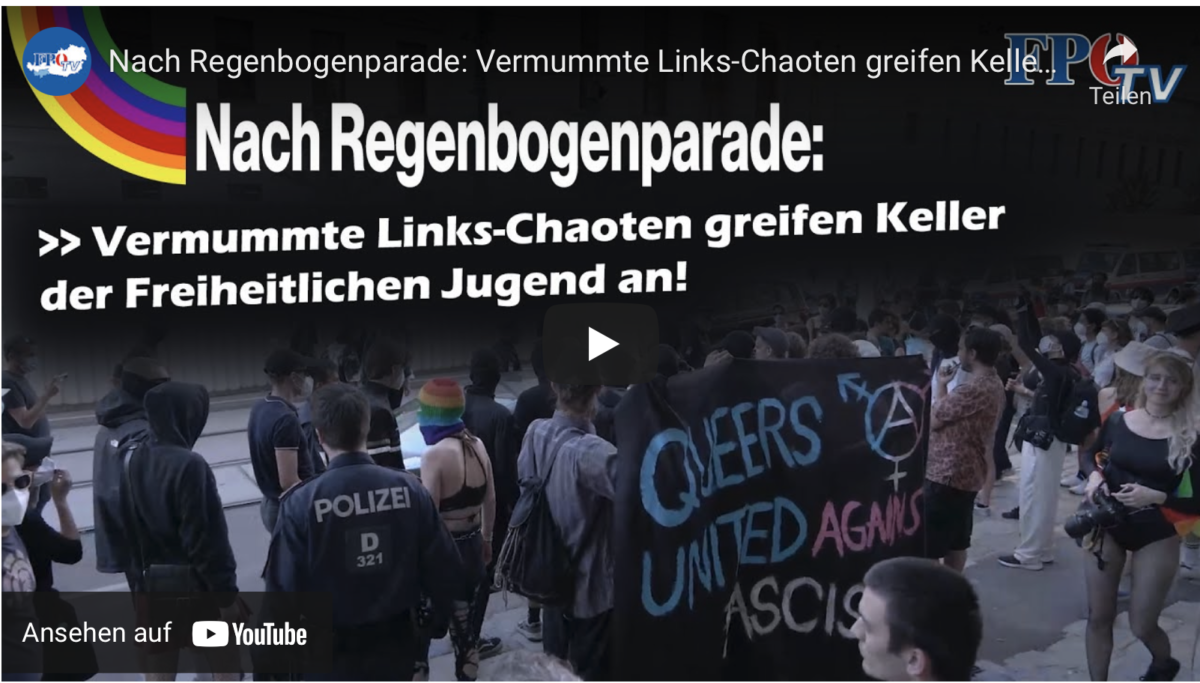 Nach Regenbogenparade: Vermummte Links-Chaoten greifen Keller der Freiheitlichen Jugend an!