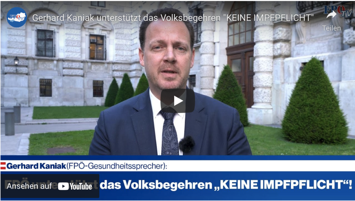 Gerhard Kaniak unterstützt das Volksbegehren „KEINE IMPFPFLICHT“