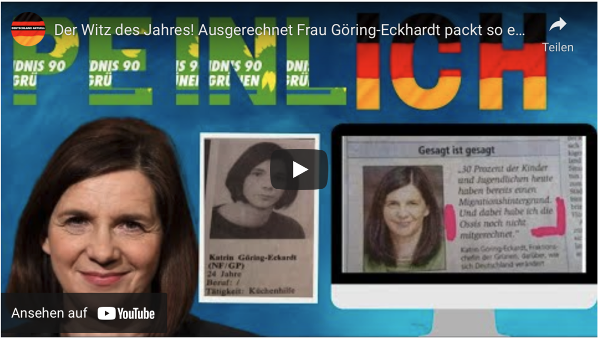 Der Witz des Jahres! Ausgerechnet Frau Göring-Eckhardt packt so eine Aussage aus!