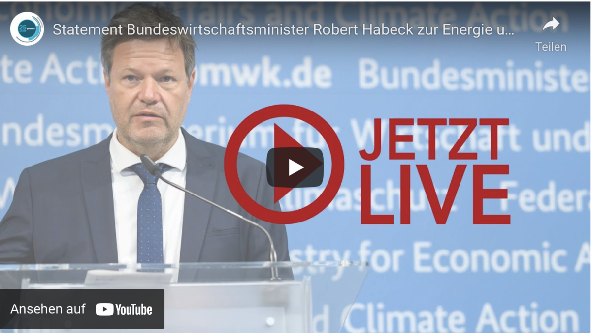 Statement vom überforderten Bundeswirtschaftsminister Robert Habeck zur Energie und Versorgungssicherheit!