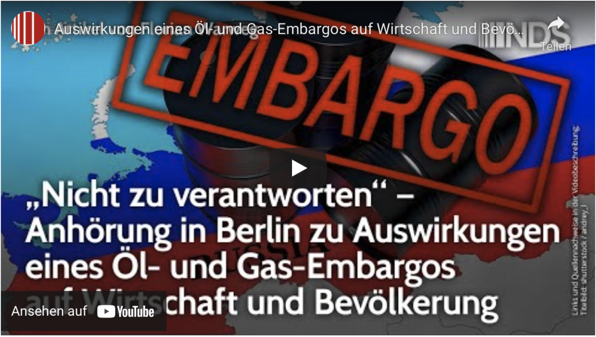 Auswirkungen eines Öl- und Gas-Embargos auf Wirtschaft und Bevölkerung.