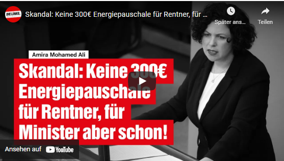 Skandal: Keine 300€ Energiepauschale für Rentner, für Minister aber schon!