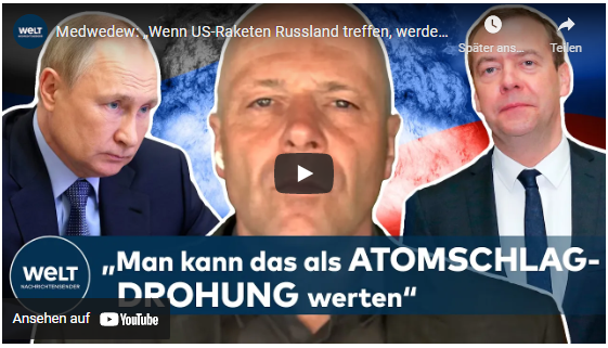 Medwedew: „Wenn US-Raketen Russland treffen, werden unsere Truppen zurückschlagen“