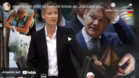 Alice Weidel (AfD) rechnet mit Scholz ab: „Das Land und seine Menschen werden ruiniert!“