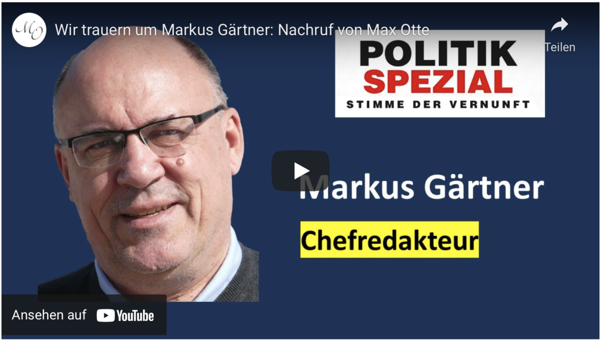 Wir trauern um Markus Gärtner: Nachruf von Max Otte!