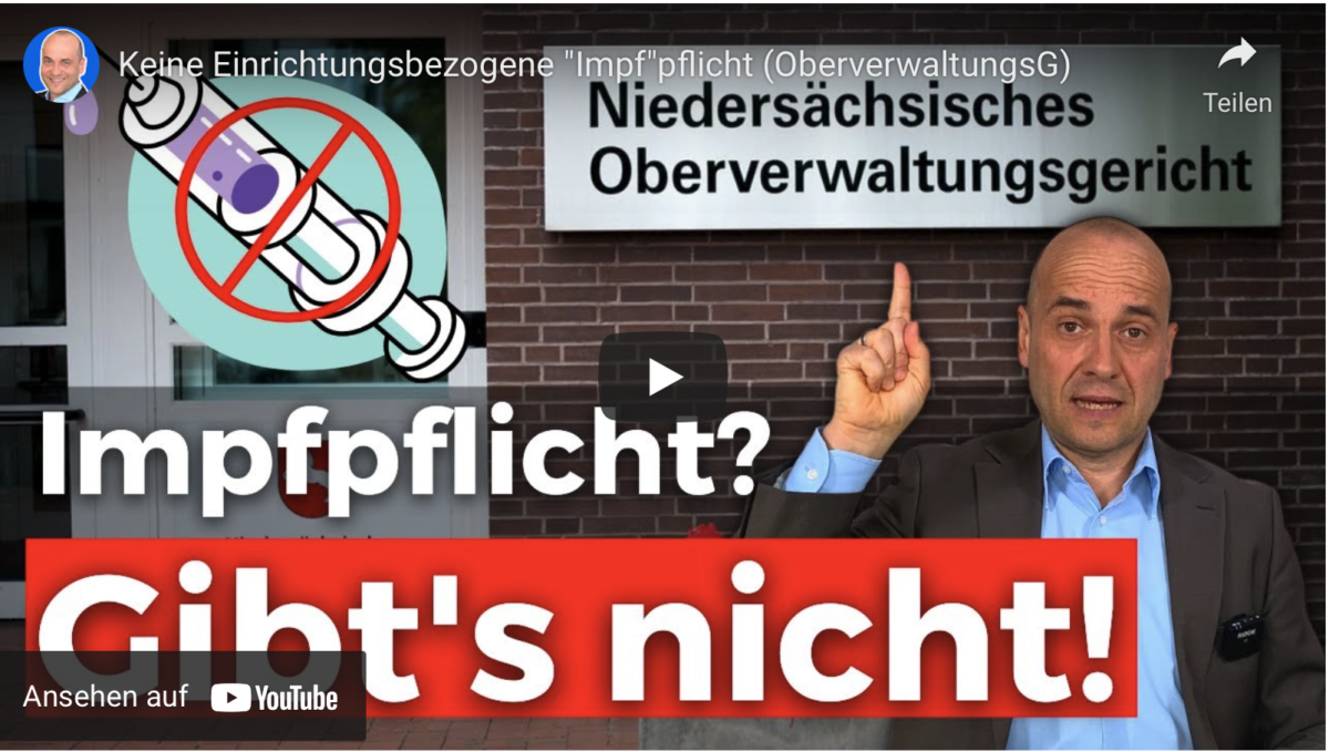 Keine Einrichtungsbezogene „Impf“pflicht (OberverwaltungsG)
