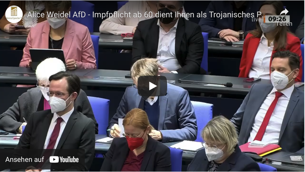 Alice Weidel AfD – Impfpflicht ab 60 dient Ihnen als Trojanisches Pferd!