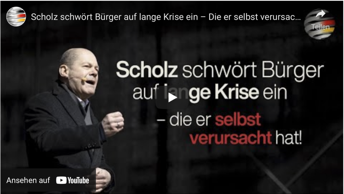 Versager Scholz schwört Bürger auf lange Krise ein – Die er selbst verursacht hat! |