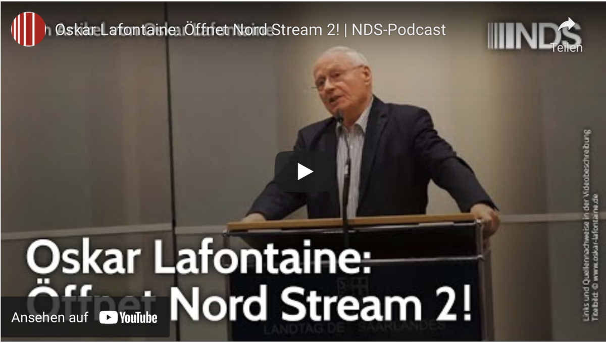 Oskar Lafontaine: Öffnet Nord Stream 2!